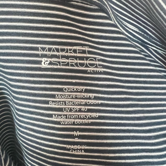 Market & Spruce Active 1/4 Zip Pullover White Blue Athletic Top Long Sleeve SZ M - Picture 9 of 12